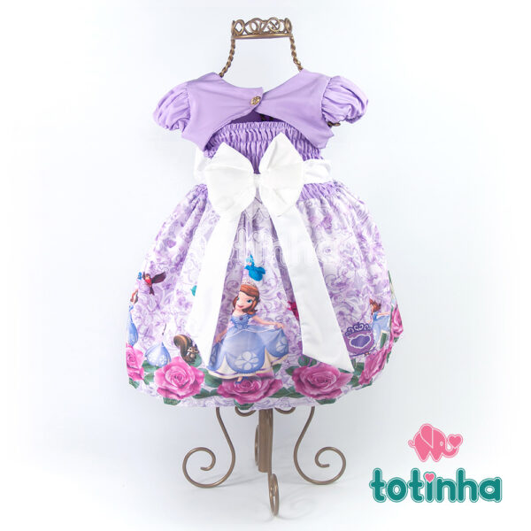 Vestido Princesinha Sofia Lilás com Flores - Totinha